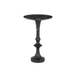 Sculpted from solid black marble, a simply styled end table stands out with its shapely, turned silhouette.Collection: Rockwel Amethyst Home provides interior design, new home construction design consulting, vintage area rugs, and lighting in the Nashville metro area.