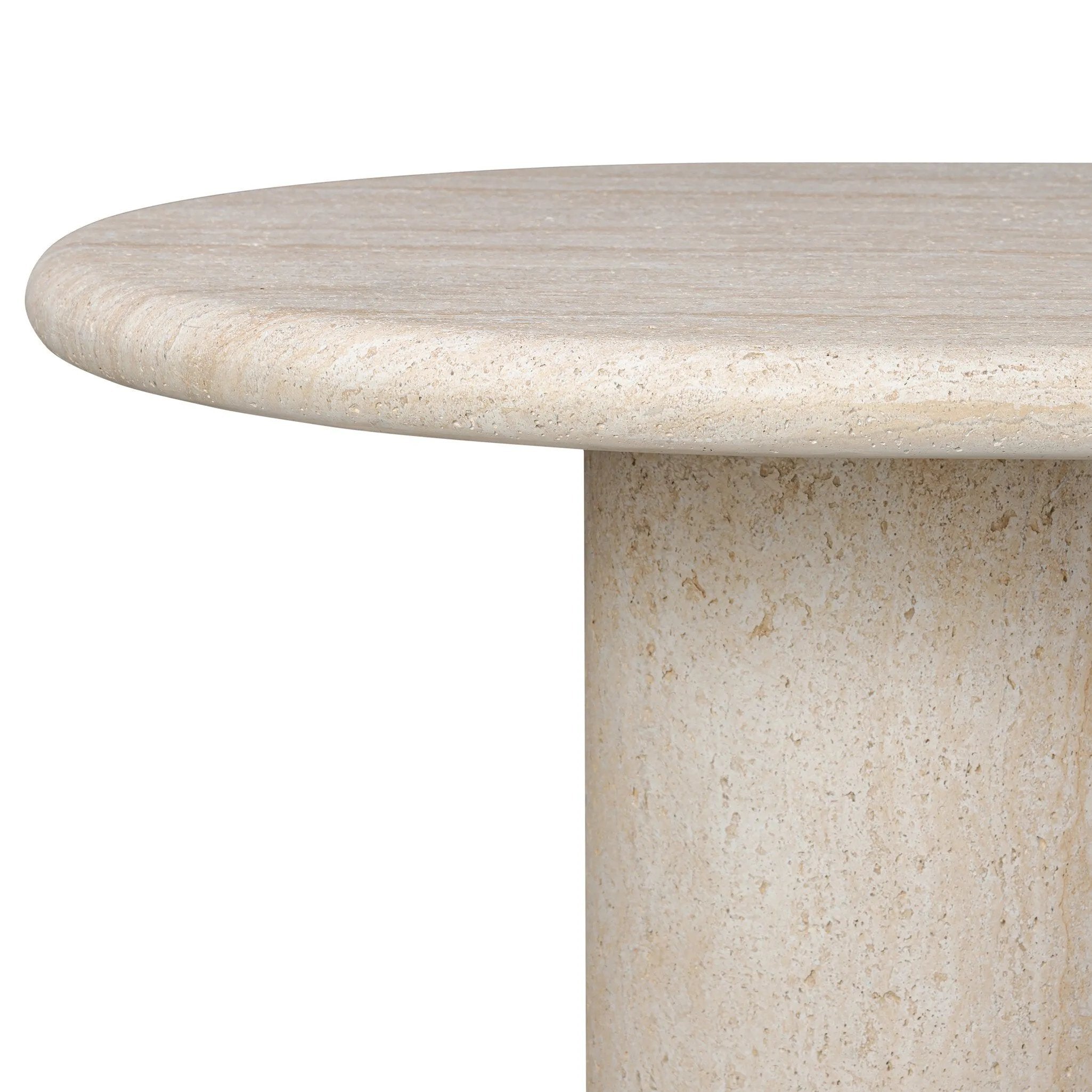 A simple double pedestal silhouette designed to let the material shine. This outdoor dining table features textured sand concrete meant to resemble the variance of natural stone, with a marbled look that's unique to each piece. Cover or store indoors during inclement weather and when not in use Amethyst Home provides interior design, new home construction design consulting, vintage area rugs, and lighting in the Boston metro area.