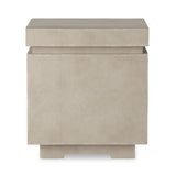 This outdoor propane tank enclosure pairs with fire tables for a clean, seamless look. Made from glass-reinforced concrete, each piece is naturally finished with subtle tones of grey and cream. It can act as an end table with its lid on, and has cutouts at the base for hose attachments. Amethyst Home provides interior design, new home construction design consulting, vintage area rugs, and lighting in the Seattle metro area.