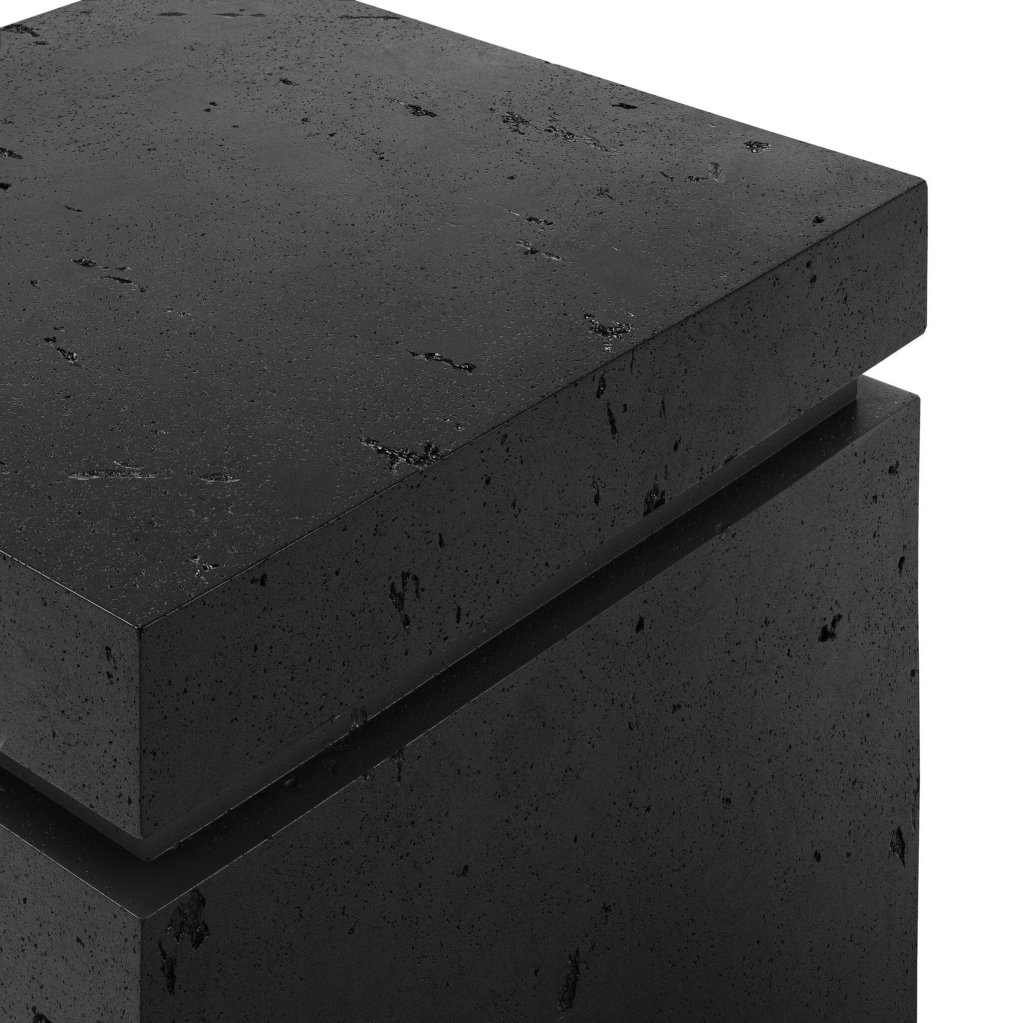 This outdoor propane tank enclosure pairs with fire tables for a clean, seamless look. Made from glass-reinforced concrete, each piece is naturally finished with deep tones of charcoal. It can act as an end table with its lid on, and has cutouts at the base for hose attachments. Cover or store indoors during inclement weather and when not in use. Amethyst Home provides interior design, new home construction design consulting, vintage area rugs, and lighting in the Park City metro area.