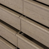 Rounded corners soften the straight-edged look of this 10-drawer dresser, crafted from natural oak in a warm grey finish. Wide smooth-gliding drawers are fully finished on the inside Amethyst Home provides interior design, new home construction design consulting, vintage area rugs, and lighting in the Seattle metro area.