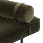 Elevate any room with a timeless chaise. Upholstered in a velvety cotton blend with a bench seat, angled apron and strap-secured bolster headrest. Slim steel legs keep this look light and airy Amethyst Home provides interior design, new home construction design consulting, vintage area rugs, and lighting in the Park City metro area.