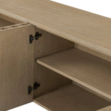 As lovers of luxe design at Amethyst, we love the warm modern inspired Ramos Media Console - Bleached Oak Veneer. This item pairs well with other brands such as Cisco Home and is perfect for modern homes Amethyst Home provides interior design, new home construction design consulting, vintage area rugs, and lighting in the Charlotte metro area.