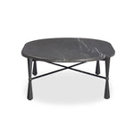 A cradle base of bronze-finished iron supports a pill-shaped tabletop of grey Italian marble, for a classic material mix. Legs shape a squared hourglass with ball detailing in the center, balancing weighty materials with a light look.As lovers of organic modern design at Amethyst, we love the optimistic inspired Rayna Coffee Table. Amethyst Home provides interior design, new home construction design consulting, vintage area rugs, and lighting in the Scottsdale metro area.