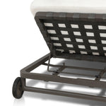 Featuring Reine Alessi Linen Outdoor Chaise by Four Hands at Amethyst Home. A campaign-inspired outdoor chaise transforms any space into your personal retreat. Monochromatic strap detailing wraps a sleek, minimalist frame, with a linen-like cushion upholstered in high-performance Italian fabric. Designed to elevate your outdoor space with a resort-like eas. Amethyst Home provides interior design, new home construction design consulting, vintage area rugs, and lighting in the Washington metro area.