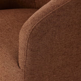 Featuring Rhett Bartin Rust Dining Chair by Four Hands at Amethyst Home. Fully upholstered in a unique rust hue, a barrel-style back creates a comfortable, cocoon-like sit. Slight scale perfect for smaller dining spaces.Overall Dimensions: 24.50"w x 25.00"d x 31.75"hWeight : 34.50 lbsMaterials: 57% Polyester, 17% Cotton, 15% Bamboo, 11% Lyocell Viscose,. Amethyst Home provides interior design, new home construction design consulting, vintage area rugs, and lighting in the Winter Garden metro area.