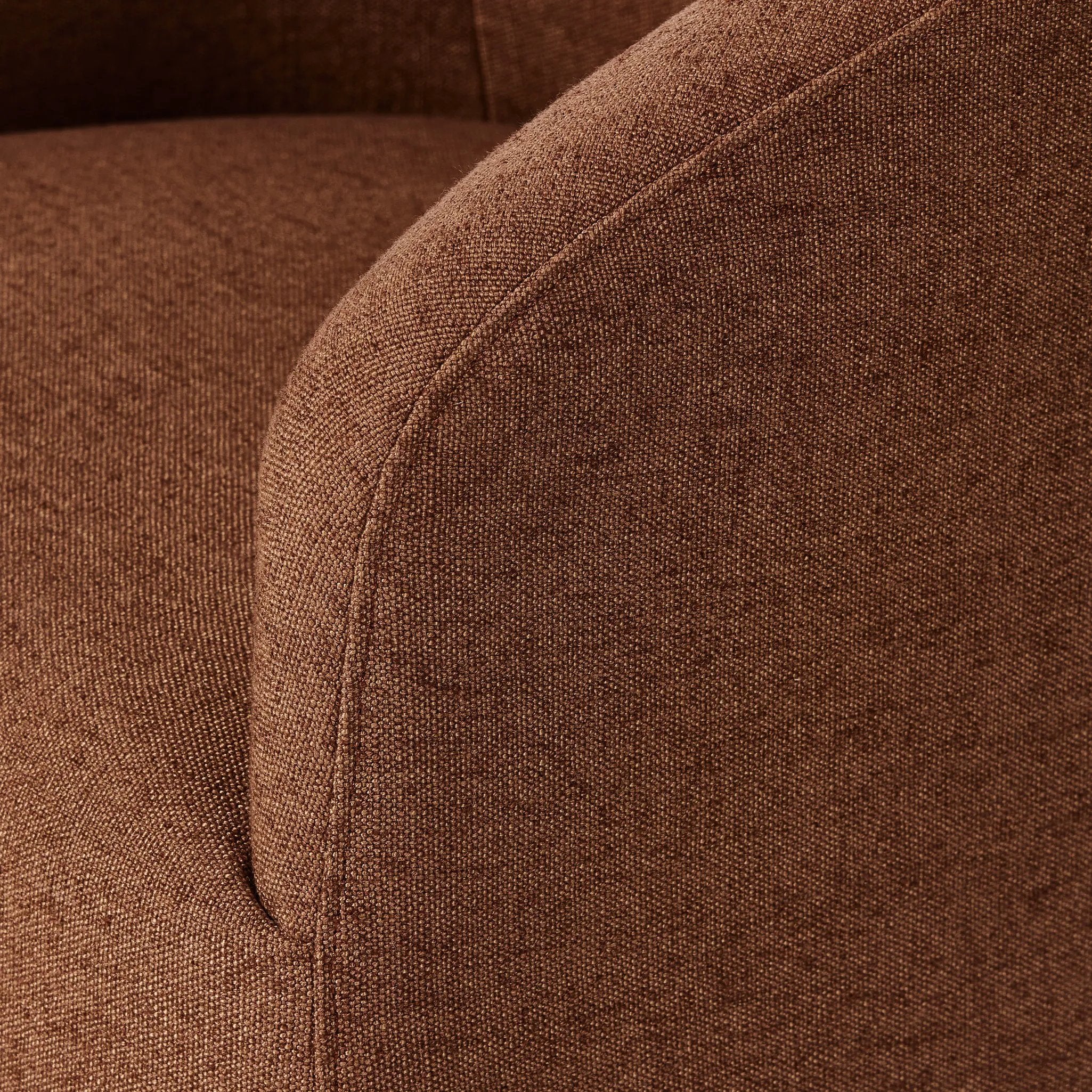 Featuring Rhett Bartin Rust Dining Chair by Four Hands at Amethyst Home. Fully upholstered in a unique rust hue, a barrel-style back creates a comfortable, cocoon-like sit. Slight scale perfect for smaller dining spaces.Overall Dimensions: 24.50"w x 25.00"d x 31.75"hWeight : 34.50 lbsMaterials: 57% Polyester, 17% Cotton, 15% Bamboo, 11% Lyocell Viscose,. Amethyst Home provides interior design, new home construction design consulting, vintage area rugs, and lighting in the Winter Garden metro area.