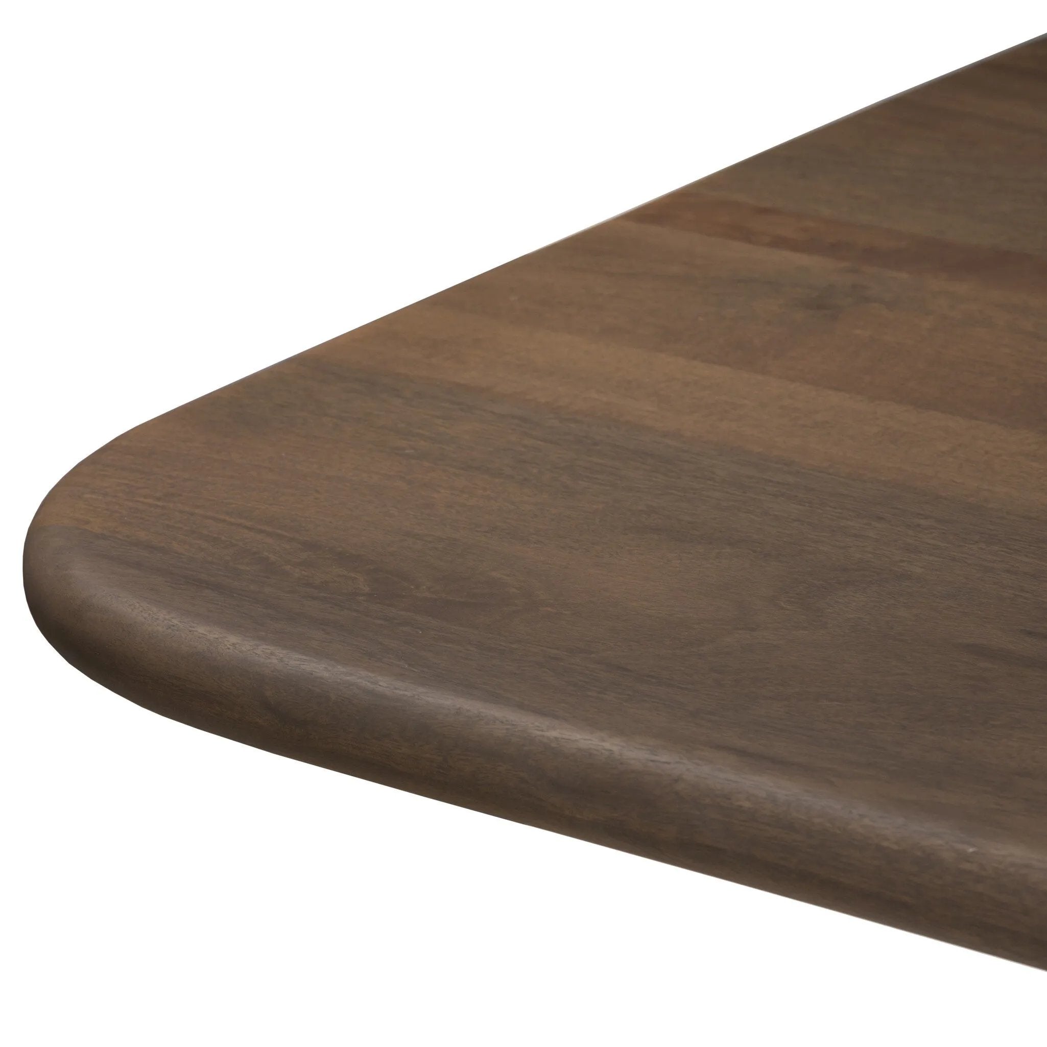 Crafted of solid mango with a washed taupe finish, this stately, rectangular dining table features a square motif coursing its silhouette: two squared pillar legs constructed of rounded panels which appear to float. Amethyst Home provides interior design, new home construction design consulting, vintage area rugs, and lighting in the San Diego metro area.