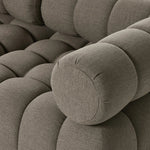 Featuring Roma Alessi Fawn Outdoor 3-Piece Sectional by Four Hands at Amethyst Home. A modern take on mid-century Italian design, soft volume and exaggerated proportions fuse for a sculpted look and playful feel. Atop a plinth-style teak base, outdoor-friendly three-piece sectional with ottoman features dramatic tufting for a padded sit, indoors and out. C. Amethyst Home provides interior design, new home construction design consulting, vintage area rugs, and lighting in the Scottsdale metro area.