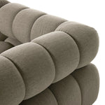 Featuring Roma Alessi Fawn Outdoor 5-Piece Sectional by Four Hands at Amethyst Home. A modern take on mid-century Italian design, soft volume and exaggerated proportions fuse for a sculpted look and playful feel. Atop a plinth-style teak base, outdoor-friendly five-piece sectional features dramatic tufting for a padded sit, indoors and out. Sustainably made wit. Amethyst Home provides interior design, new home construction design consulting, vintage area rugs, and lighting in the Omaha metro area.