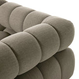 Featuring Roma Alessi Fawn Outdoor 5-Piece Sectional by Four Hands at Amethyst Home. A modern take on mid-century Italian design, soft volume and exaggerated proportions fuse for a sculpted look and playful feel. Atop a plinth-style teak base, outdoor-friendly five-piece sectional features dramatic tufting for a padded sit, indoors and out. Sustainably made wit. Amethyst Home provides interior design, new home construction design consulting, vintage area rugs, and lighting in the Omaha metro area.