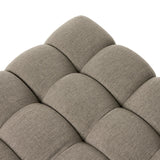 Featuring Roma Outdoor Sectional Alessi Fawn by Four Hands at Amethyst Home. A modern take on mid-century Italian design, soft volume and exaggerated proportions fuse for a sculpted look and playful feel. Atop a plinth-style teak base, outdoor-friendly ottoman features dramatic tufting for a padded sit or a tray for use as a table, indoors and out. Ott. Amethyst Home provides interior design, new home construction design consulting, vintage area rugs, and lighting in the Salt Lake City metro area.