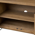 Amber-finished oak forms a clean silhouette with plenty of storage, accented with long iron hardware wrapped in black top-grain leather. Outset legs add an element of interest. Rear cutouts for cord management Amethyst Home provides interior design, new home construction design consulting, vintage area rugs, and lighting in the Salt Lake City metro area.