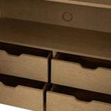Accented with iron hardware wrapped in tan top-grain leather, light-finished oak veneer forms a clean silhouette with plenty of storage. Outset legs add an element of interest.As fans of wabi sabi materials at Amethyst, we love the optimistic inspired Rosedale Cabinet - Yucca Oak Veneer. Amethyst Home provides interior design, new home construction design consulting, vintage area rugs, and lighting in the Winter Garden metro area.