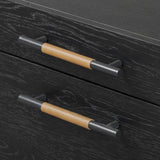 Featuring Rosedale Ebony Oak Veneer Executive Desk by Four Hands at Amethyst Home. Accented with iron hardware wrapped in tan top-grain leather, dark-finished oak crafts shapes a clean silhouette. Vary-sized drawers offer plenty of storage, while outset legs bring a design-forward touch.Overall Dimensions: 72.75"w x 30.00"d x 30.00"hWeight : 202.82 lbsMateria. Amethyst Home provides interior design, new home construction design consulting, vintage area rugs, and lighting in the Houston metro area.