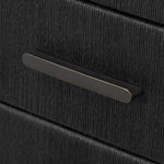 Elevate your bedroom styling with a storage-driven dresser of black-finished oak. A smooth top pairs with eight spacious drawers covered with woven paper cord. The result: a dark, Scandinavian-inspired look that will work into your collection beautifully Amethyst Home provides interior design, new home construction design consulting, vintage area rugs, and lighting in the Des Moines metro area.