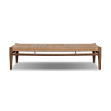 Mixed materials elevate this outdoor coffee table. Alternating weave patterns add texture and visual interest, contrasting with FSC®-certified teak framing. Cover or store indoors during inclement weather and when not in use. Amethyst Home provides interior design, new home construction design consulting, vintage area rugs, and lighting in the Newport Beach metro area.