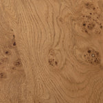 A coffee table that moves with you. Made from oak burl veneer with beautiful movement, this three-piece design pulls apart to create different looks and configurations based on your needs. Pushed together, individual pieces shape a circle; create a wave shape touching just the end pieces together — or, style all three apart. Amethyst Home provides interior design, new home construction design consulting, vintage area rugs, and lighting in the Los Angeles metro area.