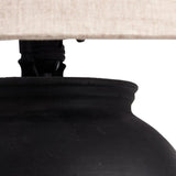 In this black terra cotta vase table lamp, each piece bears unique touches from its natural finishing process. Topped with a shade of natural linen, for a textural contrast.Collection: Rockwel Amethyst Home provides interior design, new home construction design consulting, vintage area rugs, and lighting in the Winter Garden metro area.