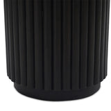 Inspired by décor in the majestic palaces of Jaipur, a conversation-starting end table is made from mixed reclaimed woods, with a rounded top and base with vertical reeding Amethyst Home provides interior design, new home construction design consulting, vintage area rugs, and lighting in the Tampa metro area.