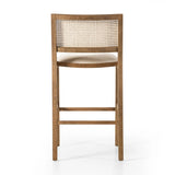 Featuring Sage Savile Flax Bar + Counter Stool by Four Hands at Amethyst Home. Mixed materials make the chair. Solid natural beech wood features a natural cane back for extra texture, while a butterscotch-finished faux leather seat serves total comfort.BarOverall Dimensions: 20.50"w x 23.00"d x 42.50"hWeight: 22.05 lbsCounterOverall Dimensions: 20.50"w x . Amethyst Home provides interior design, new home construction design consulting, vintage area rugs, and lighting in the Kansas City metro area.