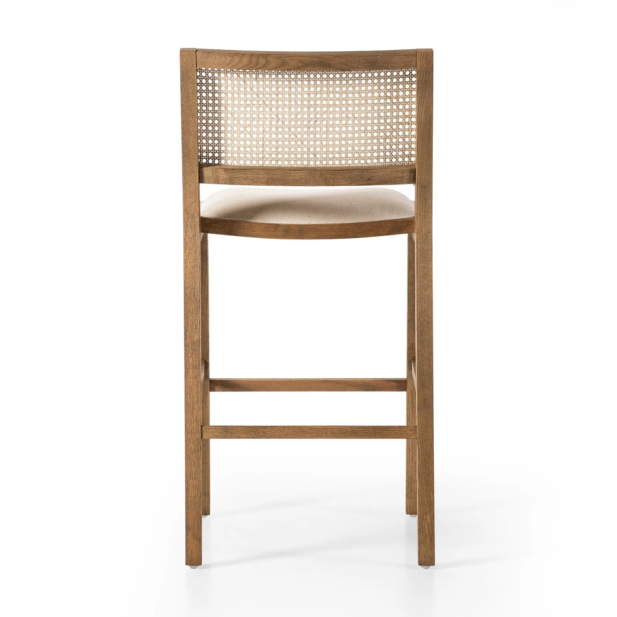 Featuring Sage Savile Flax Bar + Counter Stool by Four Hands at Amethyst Home. Mixed materials make the chair. Solid natural beech wood features a natural cane back for extra texture, while a butterscotch-finished faux leather seat serves total comfort.BarOverall Dimensions: 20.50"w x 23.00"d x 42.50"hWeight: 22.05 lbsCounterOverall Dimensions: 20.50"w x . Amethyst Home provides interior design, new home construction design consulting, vintage area rugs, and lighting in the Kansas City metro area.