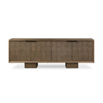 Grounding and stunning. We paired a modern frame and chunky base with door panels featuring oyster cuts of oak that take a specialized skill to create. Each cut captures the story of the wood and brings a natural, organic rhythm to the entire sideboard, and any space. Amethyst Home provides interior design, new home construction design consulting, vintage area rugs, and lighting in the Washington metro area.
