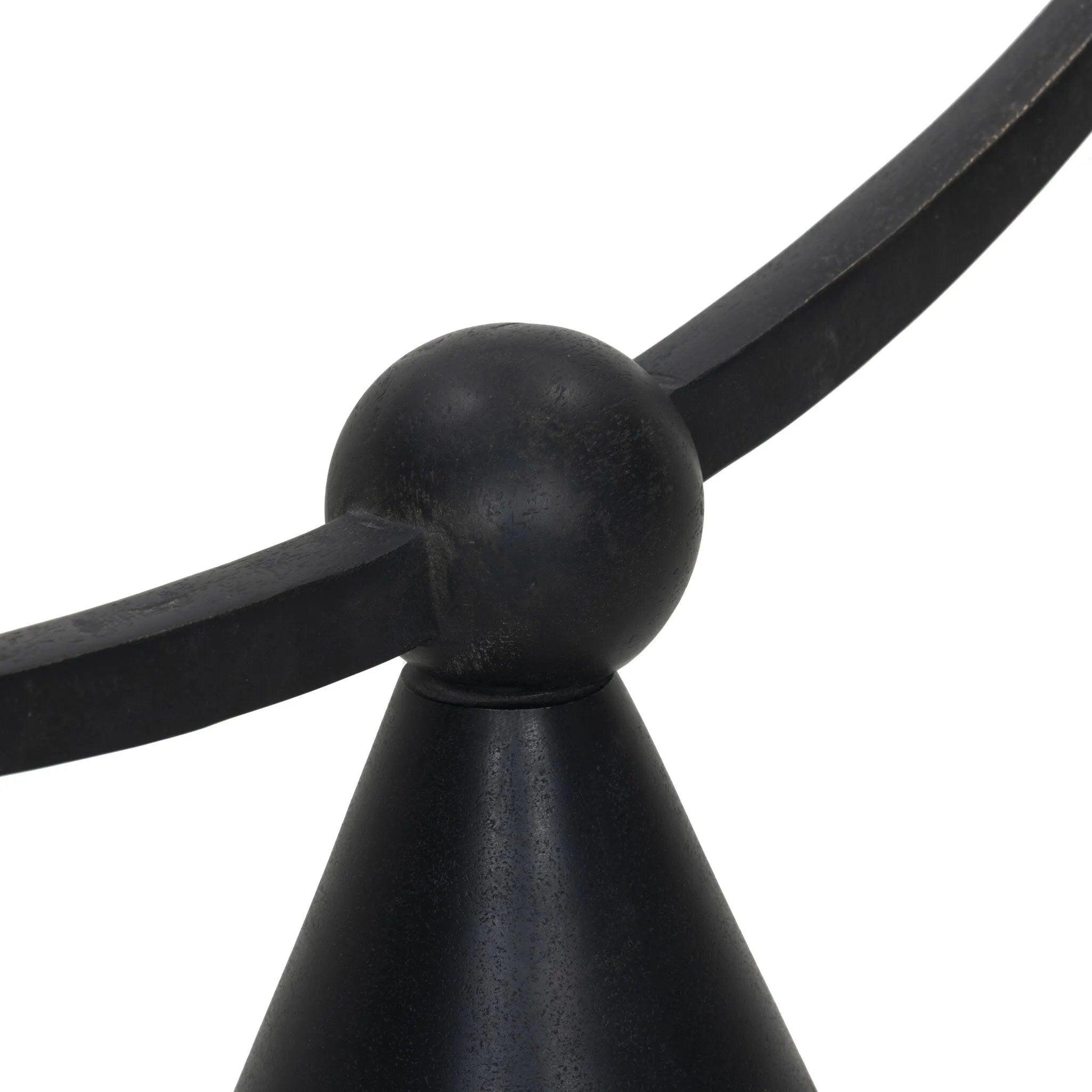 Cast aluminum shapes a statement-sized candle holder, with an asymmetrical format and swooping arms across a ball finial detail in the center. The balance of molded, cast shapes meets the refined geometric look of the tapered base. Use with tapered candles only Amethyst Home provides interior design, new home construction design consulting, vintage area rugs, and lighting in the Portland metro area.