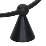 Cast aluminum shapes a statement-sized candle holder, with an asymmetrical format and swooping arms across a ball finial detail in the center. The balance of molded, cast shapes meets the refined geometric look of the tapered base. Use with tapered candles only Amethyst Home provides interior design, new home construction design consulting, vintage area rugs, and lighting in the Scottsdale metro area.