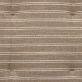 Antique-inspired coastal style. Rattan introduces varying natural shades and texture to this dining bench, and the frame's soft lines and beige and white striped fabric cushion invite a comfortable sit. Option to style alone or pair with other pieces in the collection. A design collaboration by Amber Lewis and Four Hands. Amethyst Home provides interior design, new home construction design consulting, vintage area rugs, and lighting in the Dallas metro area.