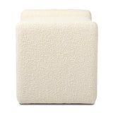 A traditional wool-blend fabric in cream covers this versatile ottoman for an easy fit in any room Amethyst Home provides interior design, new home construction design consulting, vintage area rugs, and lighting in the Laguna Beach metro area.