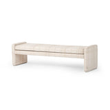 Featuring Serena Sheffield Ivory Accent Bench by Four Hands at Amethyst Home. A traditional ivory fabric with a classic box pattern covers a long, sophisticated dining bench.Overall Dimensions: 70.00"w x 18.00"d x 19.00"hWeight : 48.50 lbsMaterials: 100% Polyester, Poplar Plywood, 90% Polyurethane Foam Pad, 10% Polyester Fiber Batting. Amethyst Home provides interior design, new home construction design consulting, vintage area rugs, and lighting in the Newport Beach metro area.
