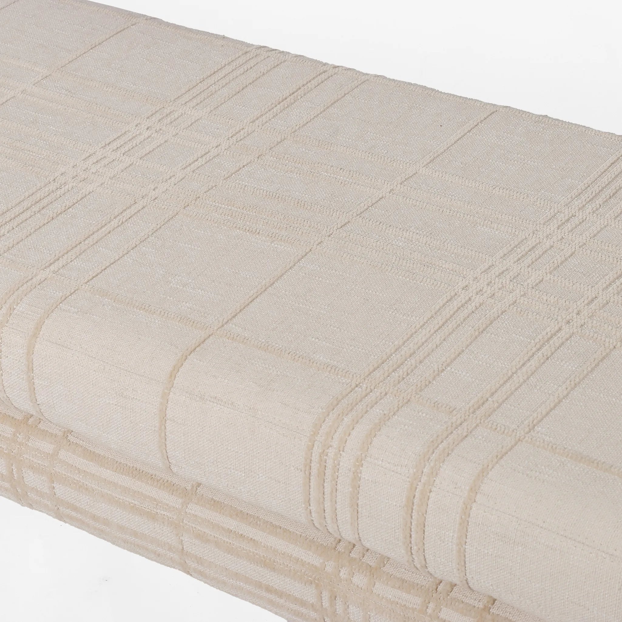 Featuring Serena Sheffield Ivory Accent Bench by Four Hands at Amethyst Home. A traditional ivory fabric with a classic box pattern covers a long, sophisticated dining bench.Overall Dimensions: 70.00"w x 18.00"d x 19.00"hWeight : 48.50 lbsMaterials: 100% Polyester, Poplar Plywood, 90% Polyurethane Foam Pad, 10% Polyester Fiber Batting. Amethyst Home provides interior design, new home construction design consulting, vintage area rugs, and lighting in the Tampa metro area.