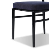 Echoing lacquered seating from another era, this glossy dining chair features mahogany construction, a timeless back, and royal blue upholstery Amethyst Home provides interior design, new home construction design consulting, vintage area rugs, and lighting in the Omaha metro area.