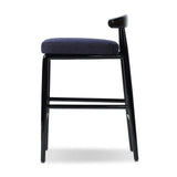 Echoing lacquered seating from another era, this glossy dining chair features mahogany construction, a timeless back, and royal blue upholstery Amethyst Home provides interior design, new home construction design consulting, vintage area rugs, and lighting in the Austin metro area.