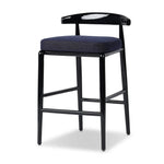 Echoing lacquered seating from another era, this glossy dining chair features mahogany construction, a timeless back, and royal blue upholstery Amethyst Home provides interior design, new home construction design consulting, vintage area rugs, and lighting in the Laguna Beach metro area.