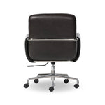 Shiny stainless steel frames Four Hands-exclusive top-leather cushioning for a balance of comfort and edge. Overfilled for a relaxed sit, a cushioned seat and back keep things supportive. Adjustable height and smooth 360-swivel bring ease to your workspace Amethyst Home provides interior design, new home construction design consulting, vintage area rugs, and lighting in the Omaha metro area.