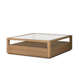 Bring bonus storage and a light look to the living space. Made from sandy oak and clear tempered glass with two roomy drawers on either side of the base, plus shelving beneath the glass that doubles as a shadowbox or an extra display surface.As lovers of luxe design at Amethyst, we love the warm modern inspired Shiloh Coffee Table - Tempered Glass. Amethyst Home provides interior design, new home construction design consulting, vintage area rugs, and lighting in the Portland metro area.