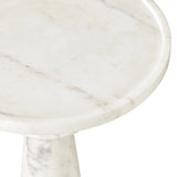 Crafted from solid white marble and shaped into a sculpted silhouette using a lathe. A tray top is perfectly size to keep your favorite drink or book within reach.Collection: Marlo Amethyst Home provides interior design, new home construction design consulting, vintage area rugs, and lighting in the Houston metro area.