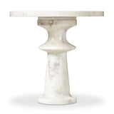 Crafted from solid white marble and shaped into a sculpted silhouette using a lathe. A tray top is perfectly size to keep your favorite drink or book within reach.Collection: Marlo Amethyst Home provides interior design, new home construction design consulting, vintage area rugs, and lighting in the Laguna Beach metro area.