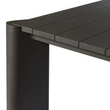 A Parsons-style outdoor dining table is defined by heavy proportions and angled, over-scaled legs. Crafted from bronze finished metal for a material statement. Cover or store indoors during inclement weather and when not in use.As lovers of wabi sabi materials at Amethyst, we love the nature inspired Soho Outdoor Metal Dining Table 86". Amethyst Home provides interior design, new home construction design consulting, vintage area rugs, and lighting in the Charlotte metro area.
