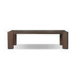 This Parsons-style outdoor dining table is defined by heavy proportions and over-scaled angled legs. Crafted from reclaimed wood and finished with a heritage brown stain to showcase natural cracks and patches for added character. Cover or store indoors during inclement weather and when not in use Amethyst Home provides interior design, new home construction design consulting, vintage area rugs, and lighting in the Houston metro area.
