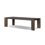 This Parsons-style outdoor dining table is defined by heavy proportions and over-scaled angled legs. Crafted from reclaimed wood and finished with a heritage brown stain to showcase natural cracks and patches for added character. Cover or store indoors during inclement weather and when not in use Amethyst Home provides interior design, new home construction design consulting, vintage area rugs, and lighting in the Monterey metro area.