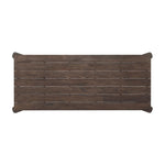 This Parsons-style outdoor dining table is defined by heavy proportions and over-scaled angled legs. Crafted from reclaimed wood and finished with a heritage brown stain to showcase natural cracks and patches for added character. Cover or store indoors during inclement weather and when not in use Amethyst Home provides interior design, new home construction design consulting, vintage area rugs, and lighting in the Newport Beach metro area.