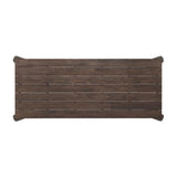 This Parsons-style outdoor dining table is defined by heavy proportions and over-scaled angled legs. Crafted from reclaimed wood and finished with a heritage brown stain to showcase natural cracks and patches for added character. Cover or store indoors during inclement weather and when not in use Amethyst Home provides interior design, new home construction design consulting, vintage area rugs, and lighting in the Newport Beach metro area.