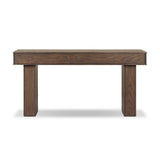 Warm, timeless woods pair with painted linen drawers fronts lacquered in a dark green, for a updated bohemian look. Complete with three drawers for media needs and more.As enthusiasts of modern style at Amethyst, we love the optimistic inspired Soloman Console Table - Stained Saddle Brown Sungkai Veneer. Amethyst Home provides interior design, new home construction design consulting, vintage area rugs, and lighting in the Charlotte metro area.