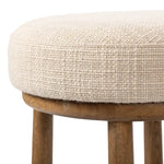 Featuring Staria Saxon Sand Swivel Stool by Four Hands at Amethyst Home. Perfectly sized for the counter, a 360-degree swivel stool pairs a warm oak frame with sand seating in a chunky basketweave. Tapered legs meet a crossed base ties it all together. Overall Dimensions: 18.25"w x 18.25"d x 27.50"h. Amethyst Home provides interior design, new home construction design consulting, vintage area rugs, and lighting in the Monterey metro area.