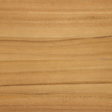 Grade A teak is fine sanded into a soft, unfinished look that highlights the wood's natural grain, finished with rounded legs that angle inward. Topped with slatted panels. Cover or store inside during inclement weather and when not in use. Amethyst Home provides interior design, new home construction design consulting, vintage area rugs, and lighting in the Seattle metro area.