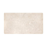 Grade A teak is fine sanded into a soft, unfinished look that highlights the wood's natural grain, finished with rounded legs that angle inward. Topped with neutral travertine stone for a blend of materials. Cover or store inside during inclement weather and when not in use. Amethyst Home provides interior design, new home construction design consulting, vintage area rugs, and lighting in the Park City metro area.