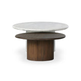 Featuring Stuart White Calacatta Marble Nesting Coffee Tables - MIX & Match by Four Hands at Amethyst Home. Elevate the look of your living space with a nest-style set of coffee tables — one larger table made from mixed reclaimed woods and a smaller table of white Calacatta marble. Together, they make for a true mixed materials moment.Large Marble, Small. Amethyst Home provides interior design, new home construction design consulting, vintage area rugs, and lighting in the Laguna Beach metro area.